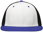 Pacific Headwear Premium M2 Performance Trucker Flexfit Cap ES341 WHITE/BLACK/ROYAL Front