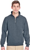 Jerzees Adult NuBlend Fleece Quarter-Zip Pullover BLACK HEATHER Pocket