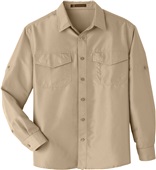 Harriton Mens Key West LS Performance Staff Shirt KHAKI Pocket