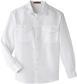 Harriton Mens Key West LS Performance Staff Shirt WHITE Pocket