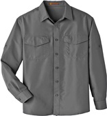 Harriton Mens Key West LS Performance Staff Shirt DARK CHARCOAL Pocket