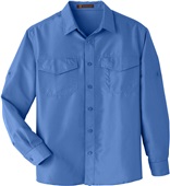 Harriton Mens Key West LS Performance Staff Shirt POOL BLUE Pocket