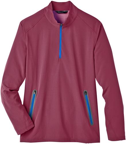 North End Men's Quest Stretch Quarter-Zip BURGANDY/ OLYMPIC BLUE Pocket