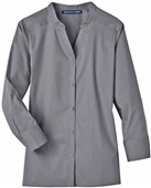 Devon & Jones Ladies' Stretch Broadcloth Blouse GRAPHITE Pocket