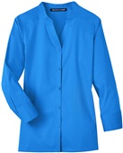 Devon & Jones Ladies' Stretch Broadcloth Blouse FRENCH BLUE Pocket