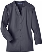 Devon & Jones Ladies' Stretch Broadcloth Blouse BLACK Pocket
