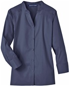 Devon & Jones Ladies' Stretch Broadcloth Blouse NAVY Pocket