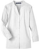 Devon & Jones Ladies' Stretch Broadcloth Blouse WHITE Pocket
