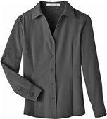 UltraClub Ladies' Bradley Performance Woven Shirt BLACK Pocket