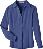 UltraClub Ladies' Bradley Performance Woven Shirt NAVY Pocket