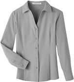 UltraClub Ladies' Bradley Performance Woven Shirt SILVER Pocket