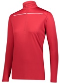 Womens 1/4 Zip Pullover (Black,Forest,Graphite,Kelly,Maroon,Navy,Purple,Royal,Red,White) SCARLET/WHITE Pocket