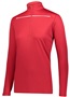 Womens 1/4 Zip Pullover (Black,Forest,Graphite,Kelly,Maroon,Navy,Purple,Royal,Red,White) SCARLET/WHITE Pocket