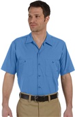 Dickies Mens Industrial Short-Sleeve Work Shirt LIGHT BLUE Pocket