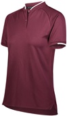 Womens 50+UPF, 2-Button Polo Shirt (Black,Carbon,Maroon,Navy,Royal,red) MAROON/WHITE Pocket