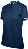 Womens 50+UPF, 2-Button Polo Shirt (Black,Carbon,Maroon,Navy,Royal,red) NAVY/WHITE Pocket