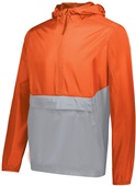 Holloway Adult Youth 1/2 Zip Pack Pullover Jacket ORANGE/ATHLETIC GREY Pocket