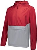 Holloway Adult Youth 1/2 Zip Pack Pullover Jacket SCARLET/ATHLETIC GREY Pocket
