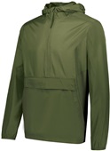 Holloway Adult Youth 1/2 Zip Pack Pullover Jacket OLIVE Pocket