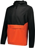 Holloway Adult Youth 1/2 Zip Pack Pullover Jacket BLACK/ORANGE Pocket