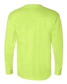 Bayside Unisex Union-Made LS Pocket Crew Tee LIME GREEN Back