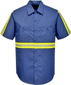 Portwest Mens Iona Short Sleeve Work Shirt F124 NAVY Pocket