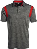 Tonix Mens Vision Polo Shirt BLACK HEATHER VAPOR/SCARLET Pocket