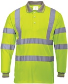 Portwest Mens Hi-Vis Long Sleeve Polo S277 YELLOW Pocket