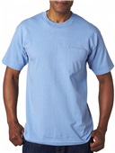 Bayside Adult 6.1 oz., 100% Cotton Pocket T-Shirt CAROLINA BLUE Pocket