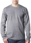 Bayside Adult 6.1 oz., 100% Cotton LS Pocket Tee DARK ASH Pocket
