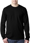Bayside Adult 6.1 oz., 100% Cotton LS Pocket Tee BLACK Pocket