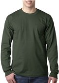 Bayside Adult 6.1 oz., 100% Cotton LS Pocket Tee Forest Green Pocket