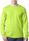 Bayside Adult 6.1 oz., 100% Cotton LS Pocket Tee LIME GREEN Pocket