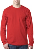 Bayside Adult 6.1 oz., 100% Cotton LS Pocket Tee RED Pocket