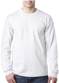 Bayside Adult 6.1 oz., 100% Cotton LS Pocket Tee WHITE Pocket