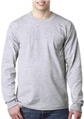 Bayside Adult 6.1 oz., 100% Cotton LS Pocket Tee ASH Pocket