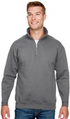 Bayside Unisex 9.5 oz., 80/20 Quarter-Zip Pullover CHARCOAL Pocket