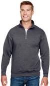 Bayside Unisex 9.5 oz., 80/20 Quarter-Zip Pullover CHARCOAL HEATHER Pocket