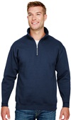 Bayside Unisex 9.5 oz., 80/20 Quarter-Zip Pullover NAVY Pocket