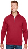 Bayside Unisex 9.5 oz., 80/20 Quarter-Zip Pullover CARDINAL Pocket
