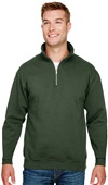 Bayside Unisex 9.5 oz., 80/20 Quarter-Zip Pullover HUNTER GREEN Pocket