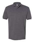 Hanes Mens 50/50 EcoSmart Jersey Knit Polo 054 CHARCOAL HEATHER Pocket