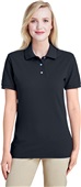 Jerzees Ladies Ringspun Cotton Piqué Polo 443WR BLACK Pocket