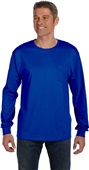 Hanes Mens 6.1 oz. Tagless Long-Sleeve Pocket Tee DEEP ROYAL Pocket