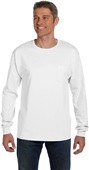 Hanes Mens 6.1 oz. Tagless Long-Sleeve Pocket Tee WHITE Pocket