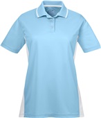 UltraClub Ladies' Cool & Dry Sport Two-Tone Polo COLUMB BLUE/ WHT Pocket