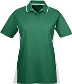 UltraClub Ladies' Cool & Dry Sport Two-Tone Polo FOREST GRN/ WHT Pocket