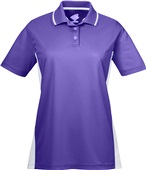 UltraClub Ladies' Cool & Dry Sport Two-Tone Polo PURPLE/ WHITE Pocket