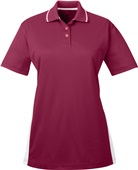 UltraClub Ladies' Cool & Dry Sport Two-Tone Polo MAROON/ WHITE Pocket