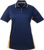 UltraClub Ladies' Cool & Dry Sport Two-Tone Polo NAVY/ GOLD Pocket